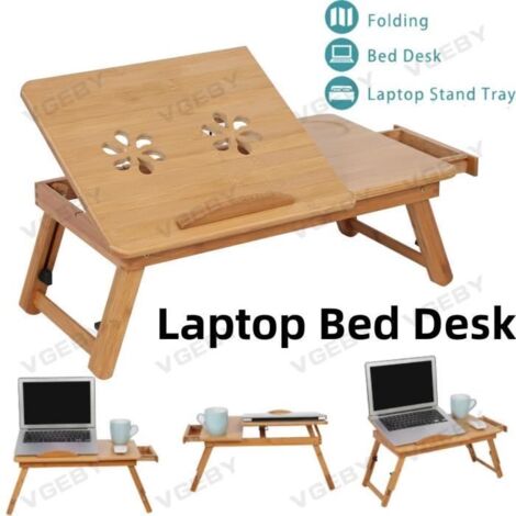Table de Lit Support PC Ordinateur Portable Pliable en bambou,Marqueune Table Portable pour Ordinateur -BOH