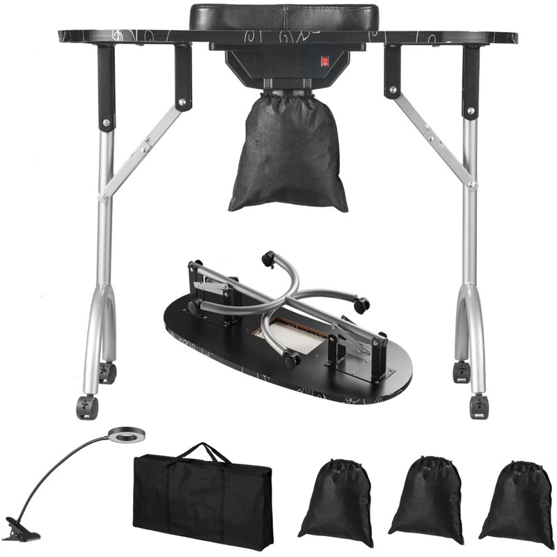 Mophorn - Table de manucure portable table à ongles pliable avec collecteur de poussière électrique. Bureau de manucure mobile et 4 roues, 3 sacs à