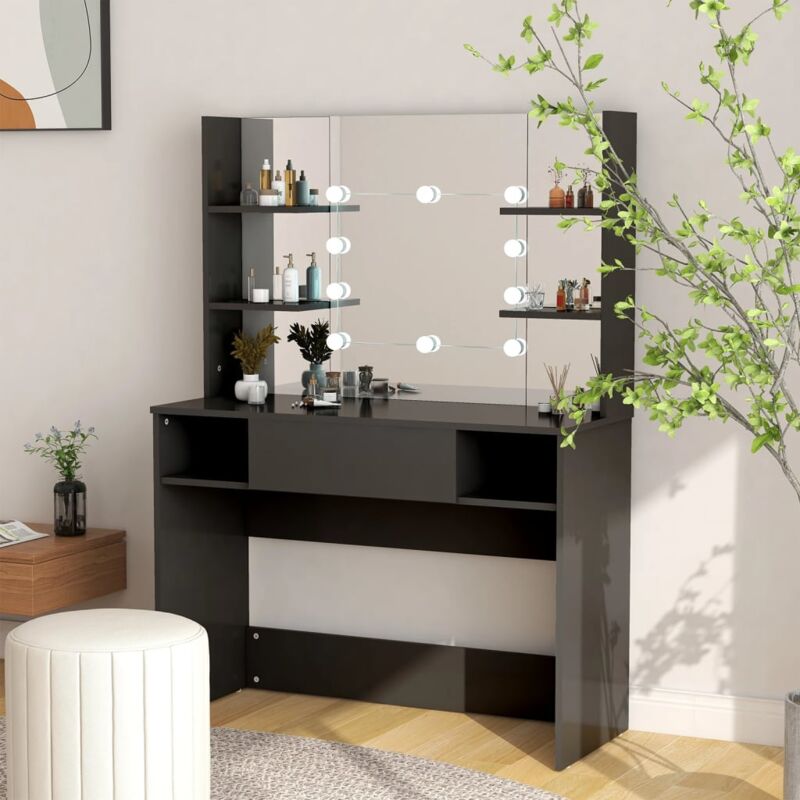 Vidaxl - Table de maquillage avec éclairage led 100x40x135 cm mdf Noir