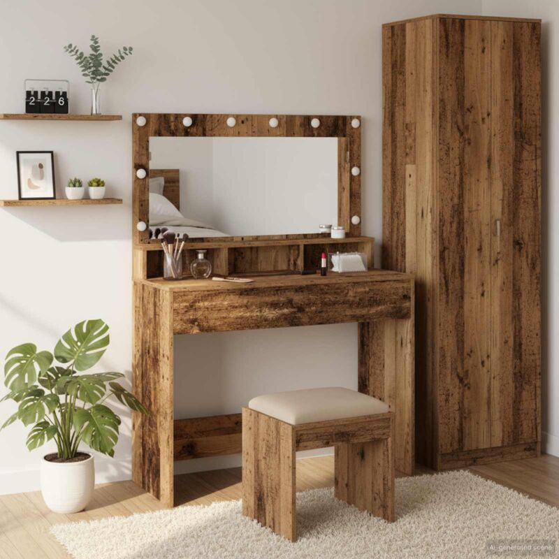 Torana - Coiffeuse Bois ancien 100 x 41 x 135 cm Bois d'ingénierie