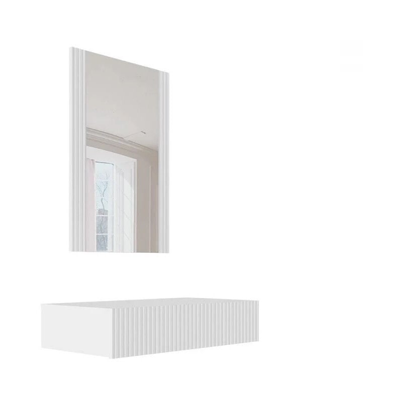 Coiffeuse Levmari 111, Blanc, Miroir, 97x80x42cm