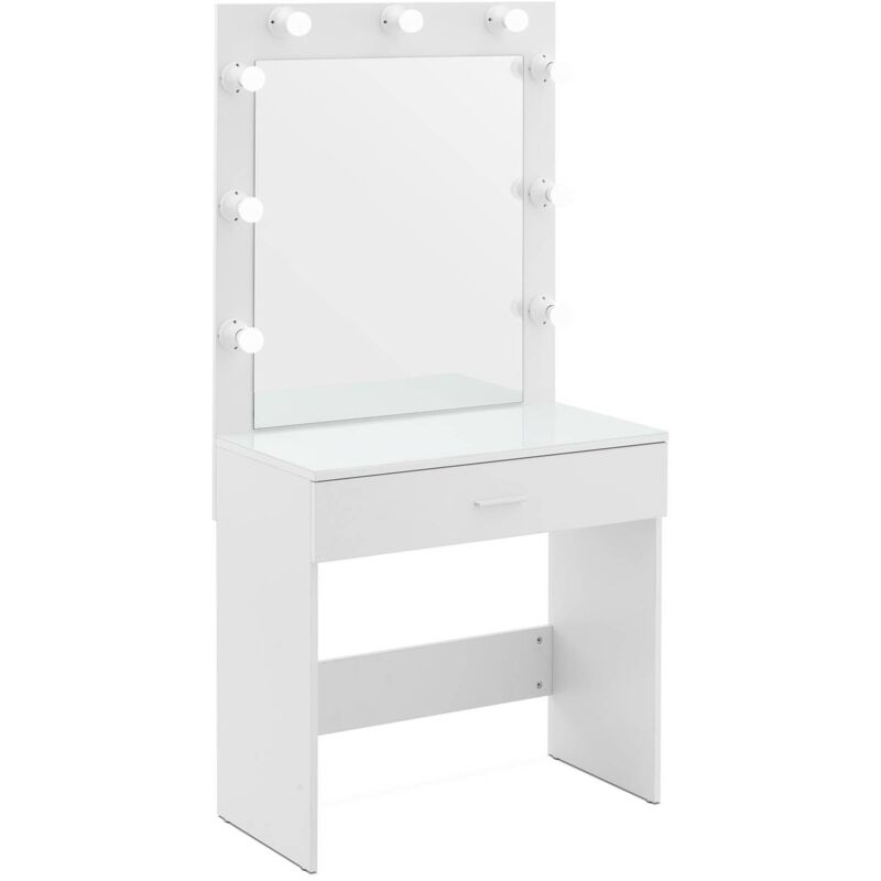 Physa - Table de maquillage Coiffeuse avec miroir Éclairage 80x40x161 cm Blanc