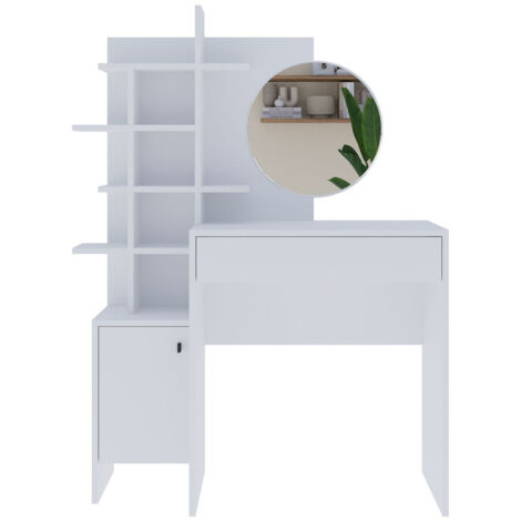 Table de maquillage en bois "Mup" 105 x 35 x 151 cm - Blanc