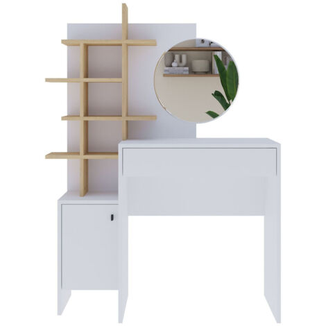 Table de maquillage en bois "Mup" 105 x 35 x 151 cm - Blanc