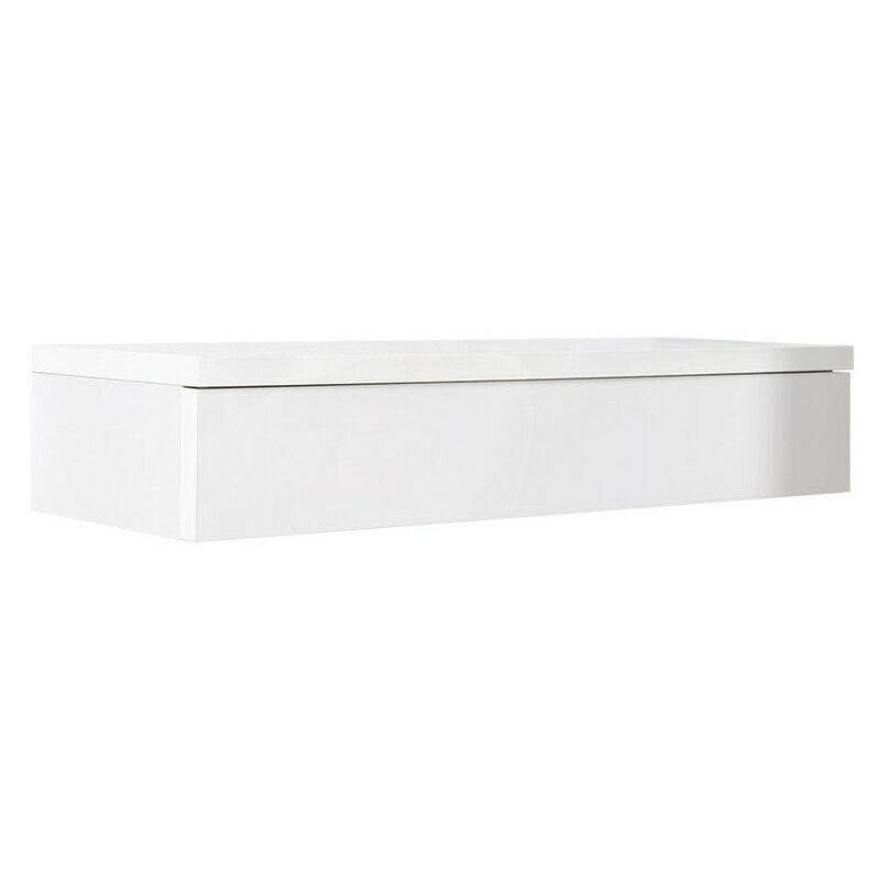 Mobilier1 - Coiffeuse Providence 186, Blanc + Blanc brillant, 20x100x38cm