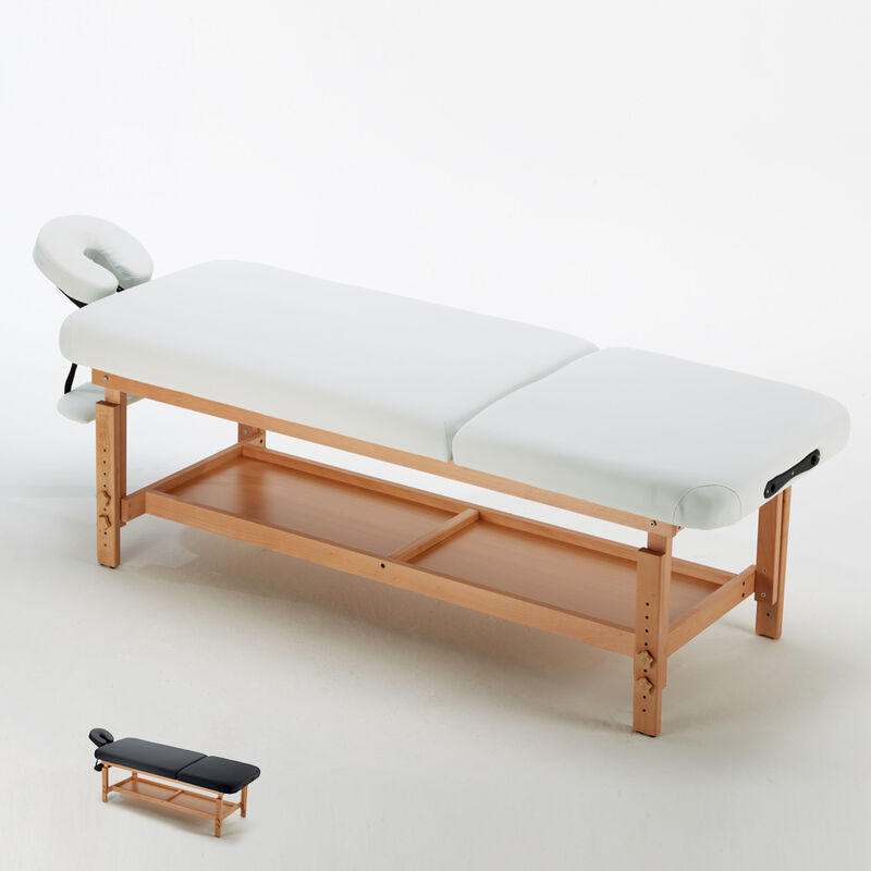 BODYLINE - HEALTH AND MASSAGE Bodyline-health And Massage Table de massage fixe en bois professionnel 225 cm Comfort | Couleur: Blanc