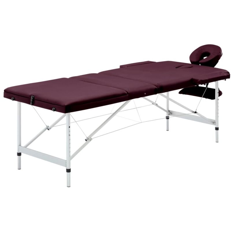 Table de massage pliable,Lit de Massage 3 zones Aluminium Violet vin Vidaxl