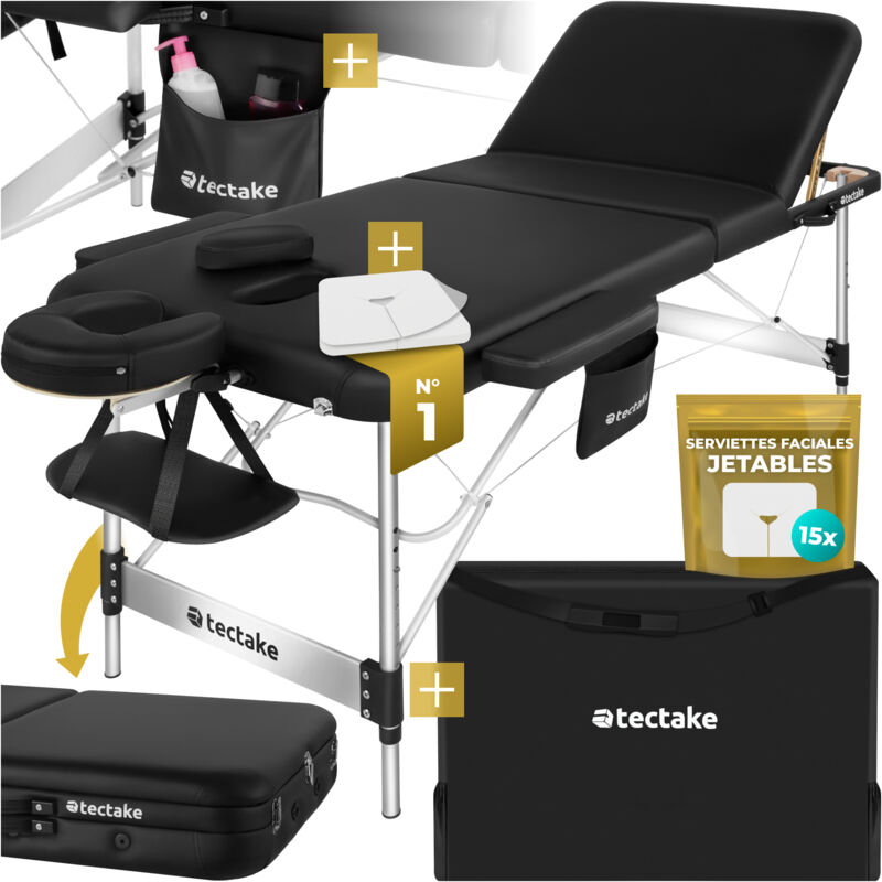 Table de massage pliante largeur 78cm réglable en hauteur noir