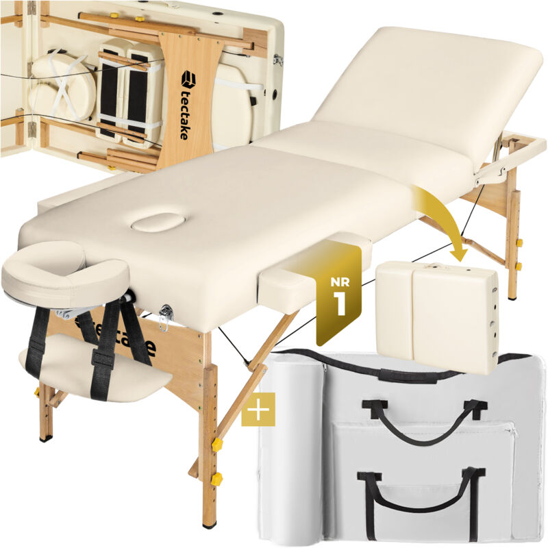 Table de massage pliante 3 Zones - 10 cm d'épaisseur + housse beige