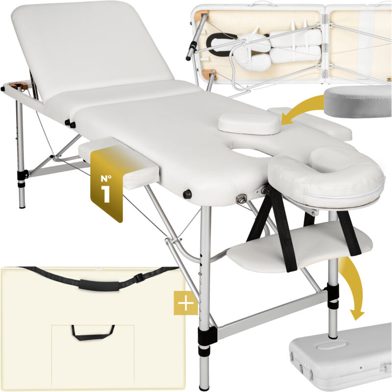 Table de massage pliante largeur 61cm réglable en hauteur blanc