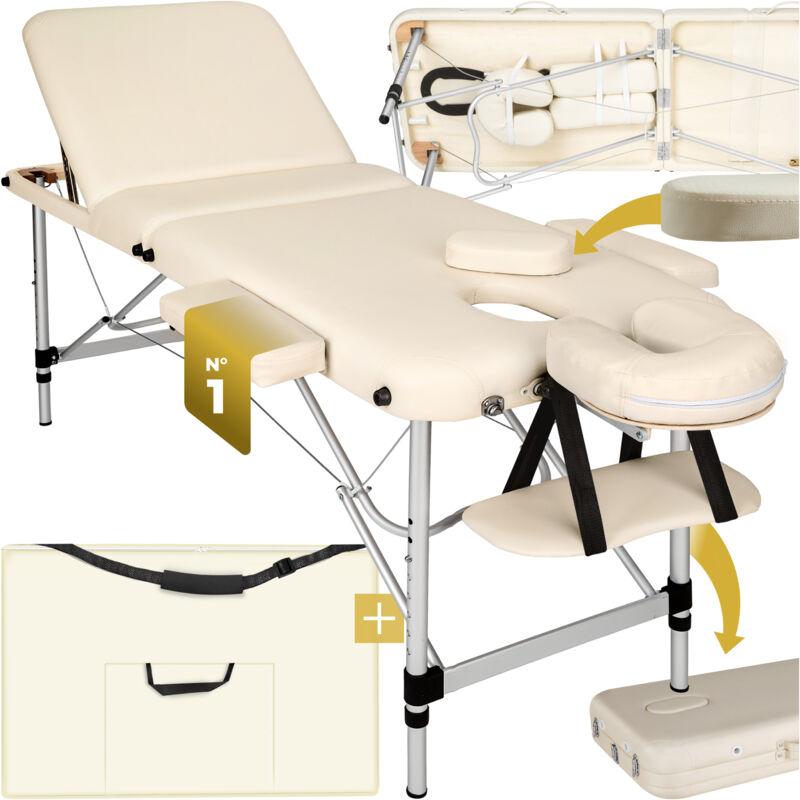 Table de massage pliante largeur 61cm réglable en hauteur beige