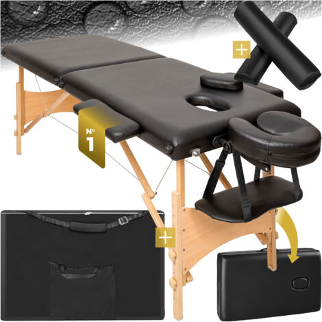 Table de massage pliante et portable 2 zones noir 210x95x84 cm