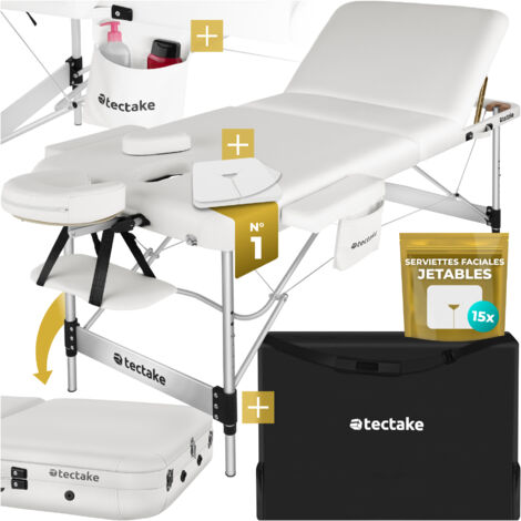Table de massage pliante largeur 78cm réglable en hauteur blanc