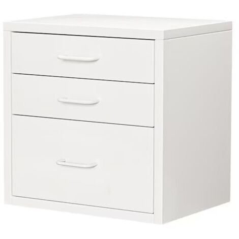 Table de Nuit, avec 3 Tiroir, Poignée, Table d’Appoint, pour Chambre, Salon,Blanc