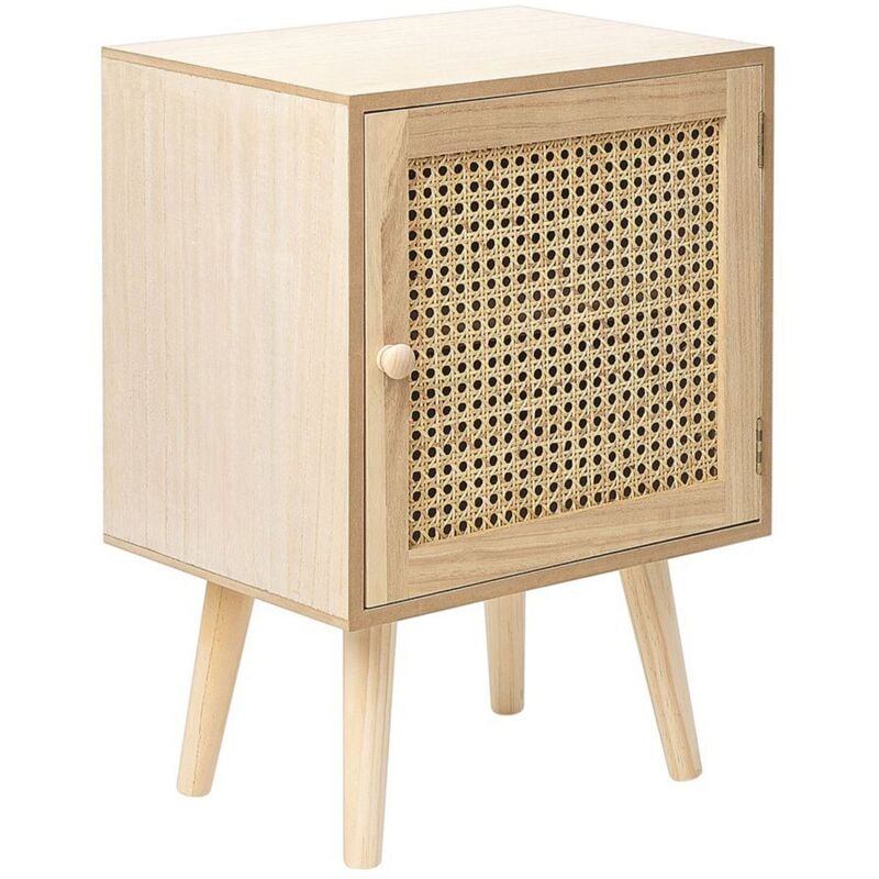 Beliani - Table de Nuit Bois Clair en Rotin mdf et Bois de Pin 56 x 38 x 30 cm Rustique Almo