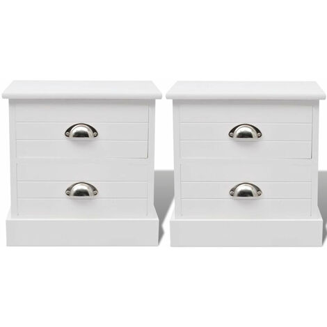 Table de nuit chevet commode armoire meuble chambre 2 pcs blanc