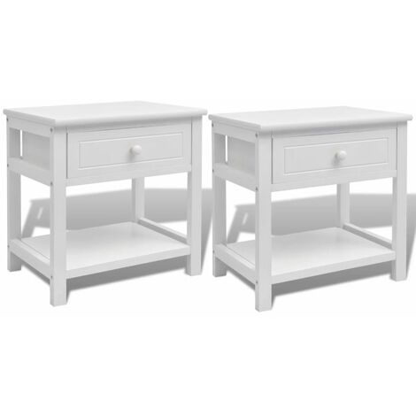 Table de nuit chevet commode armoire meuble chambre 2 pcs bois blanc