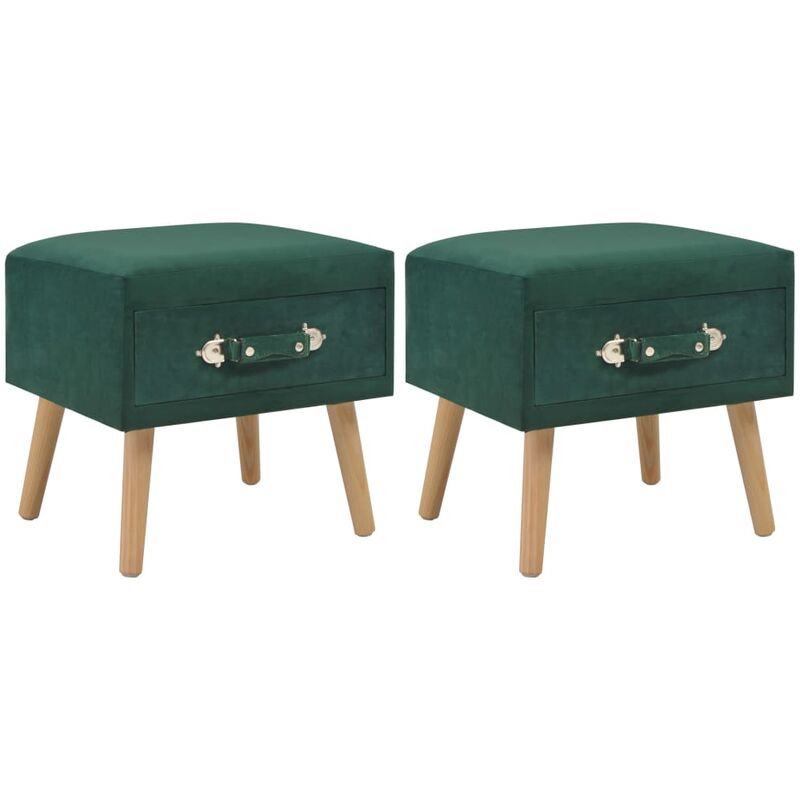 Helloshop26 - Table de nuit chevet commode armoire meuble chambre 2 pcs vert 40x35x40 cm velours - Vert