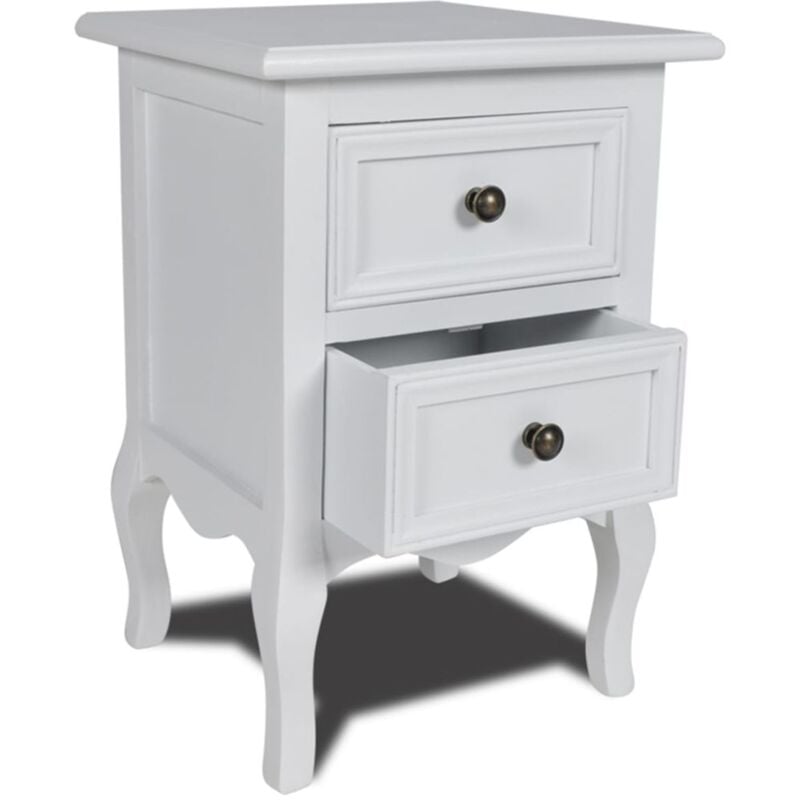 Table de nuit chevet commode armoire meuble chambre avec 2 tiroirs mdf blanc