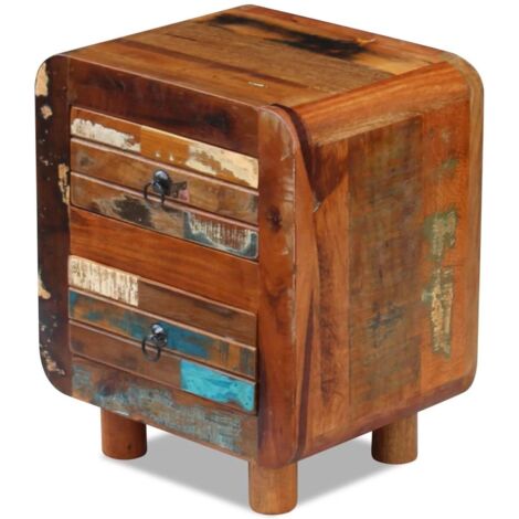 Table de nuit chevet commode armoire meuble chambre bois de récupération massif 43 x 33 x 51 cm