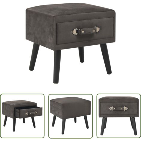 Table de nuit chevet commode armoire meuble chambre gris 40x35x40 cm velours