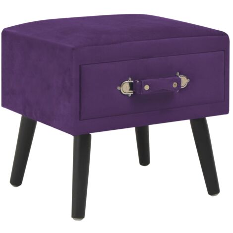Table de nuit chevet commode armoire meuble chambre violet foncé 40x35x40 cm velours