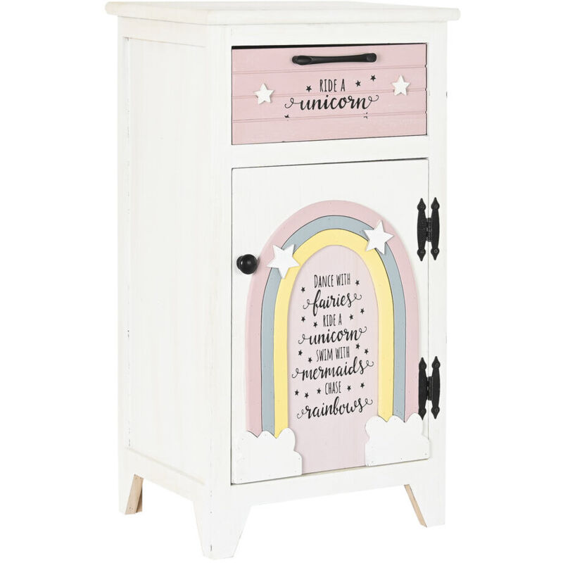 Table De Chevet Paulownia 40X29X73,5 Blanc