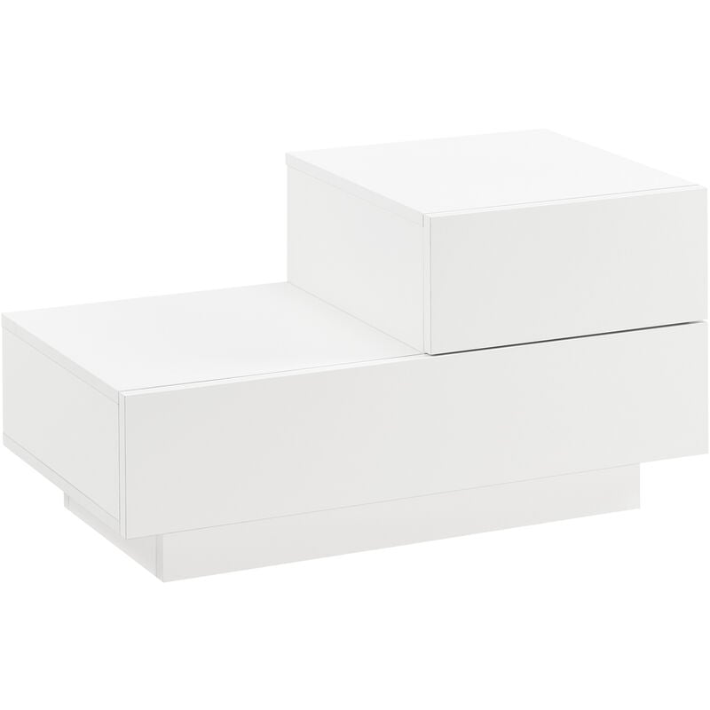 table de chevet de nuit pour chambre à coucher 2 tiroirs emplacement à droite différentes couleurs couleur : blanc brillant
