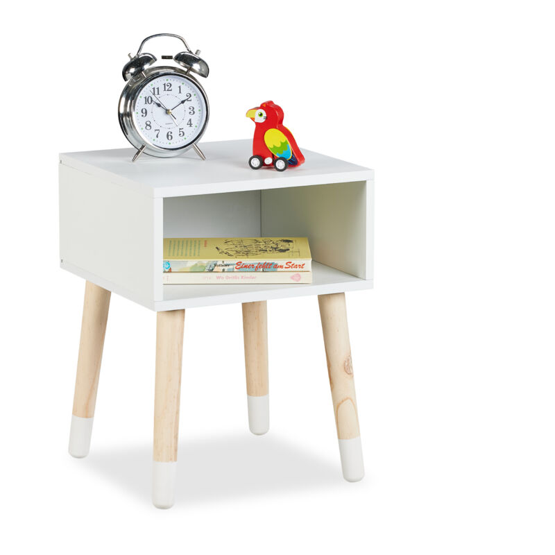 Relaxdays – Table de chevet enfant – Bois de pin et MDF – Dimensions H 40 cm, L 30 cm, P 30 cm – 4 pieds – Case de rangement jouets – Design