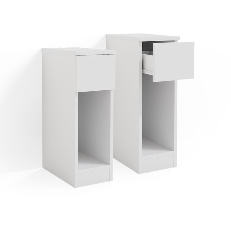 Vicco - Table de chevet Enton, Blanc, 20 x 59.5 cm Set de 2
