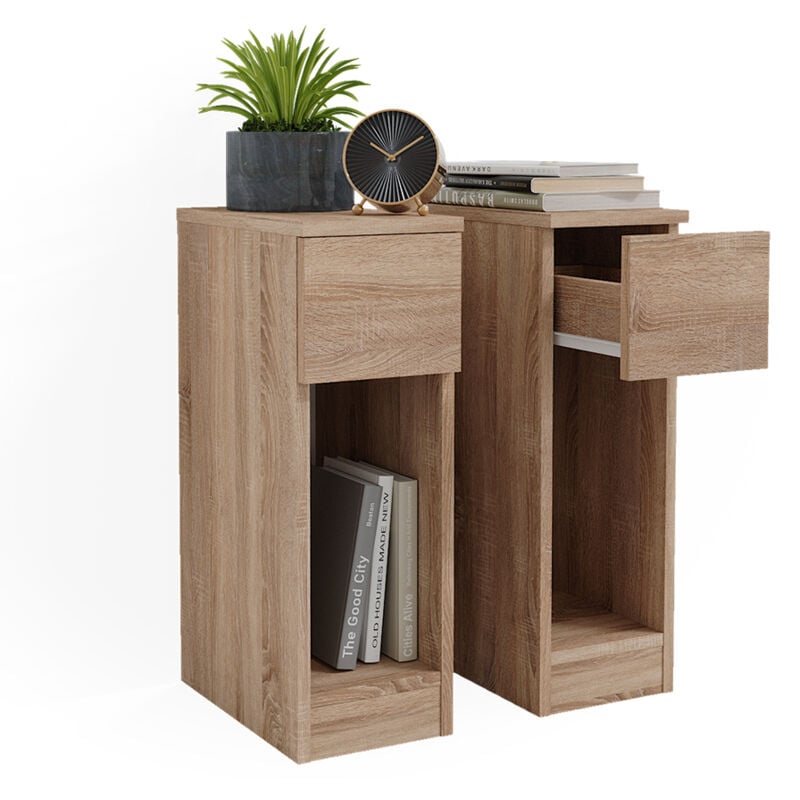 Vicco - Table de chevet Enton, Sonoma, 20 x 59.5 cm Lot de 2