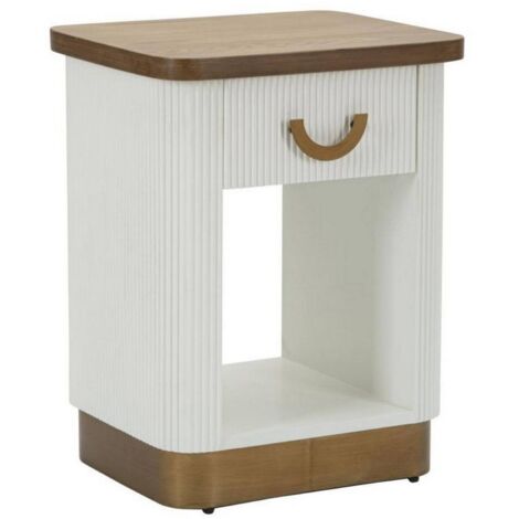 Table de nuit Fagends, 2 étagères, 1 tiroir, 40x48x62h cm Blanc