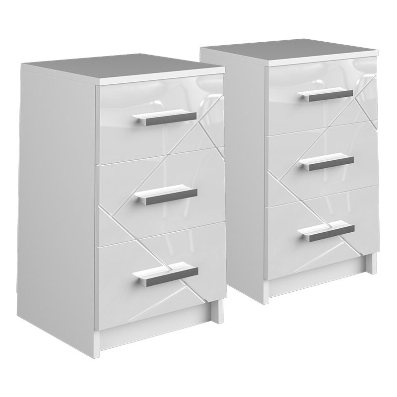 Vicco - Table de chevet Irma, Blanc, 37.6 x 66 cm Set de 2