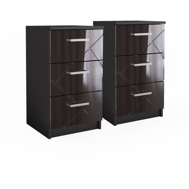 Vicco - Table de chevet Irma, Noir, 37.6 x 66 cm Set de 2