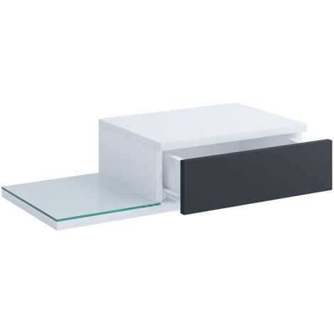 Table de nuit Konsila H. 15 x L. 65 x P. 30 cm Blanc / Anthrazit