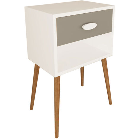 Table de nuit Singol H. 70 x L. 45 x P. 30 cm Blanc / Anthrazit