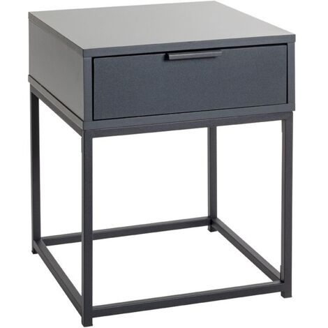 Table de nuit, table de chevet 1 tiroir coloris gris anthracite/Noir - Longueur 40 x Profondeur 40 x Hauteur 50 cm