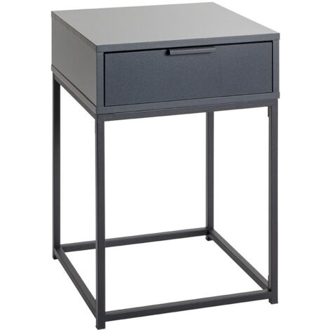 Table de nuit, table de chevet 1 tiroir coloris gris anthracite/Noir - Longueur 40 x Profondeur 40 x Hauteur 60 cm