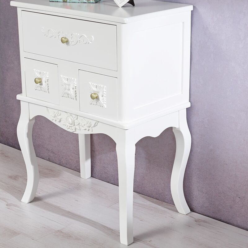 Table de nuit, table de chevet 2 pièces table basse blanc