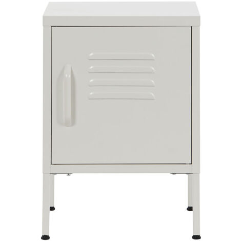 Table de nuit, table de chevet avec 1 porte en métal coloris blanc  - longueur 35 x profondeur 35 x Hauteur 51 cm