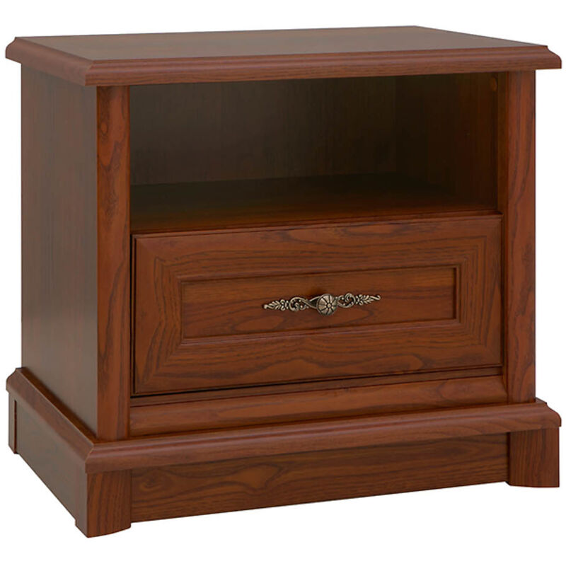 Table de nuit Table de chevet avec 1 tiroir coloris châtaigne - Longueur 56,5 x Profondeur 38,5 x Hauteur 52,5 cm