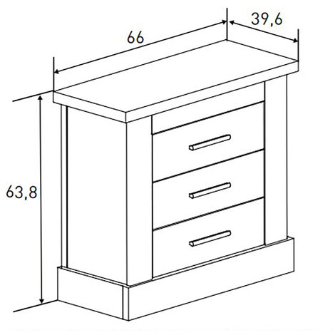 Table de nuit/ table de chevet coloris chêne cambrian, blanc - Longueur 66 x profondeur 39,6 x hauteur 63,8 cm -PEGANE-