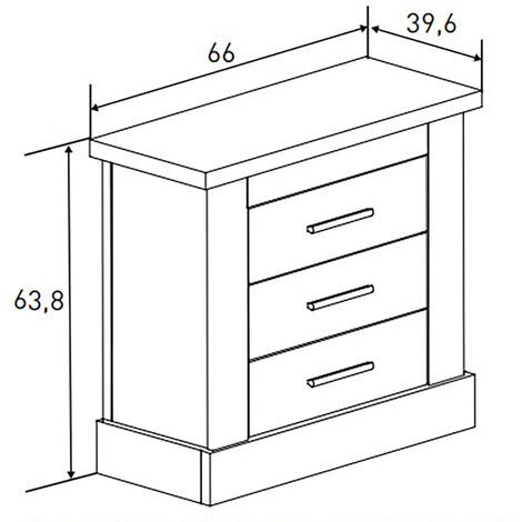Table de nuit/ table de chevet coloris chêne vieilli - Longueur 66 x profondeur 39,6 x hauteur 63,8 cm -PEGANE-