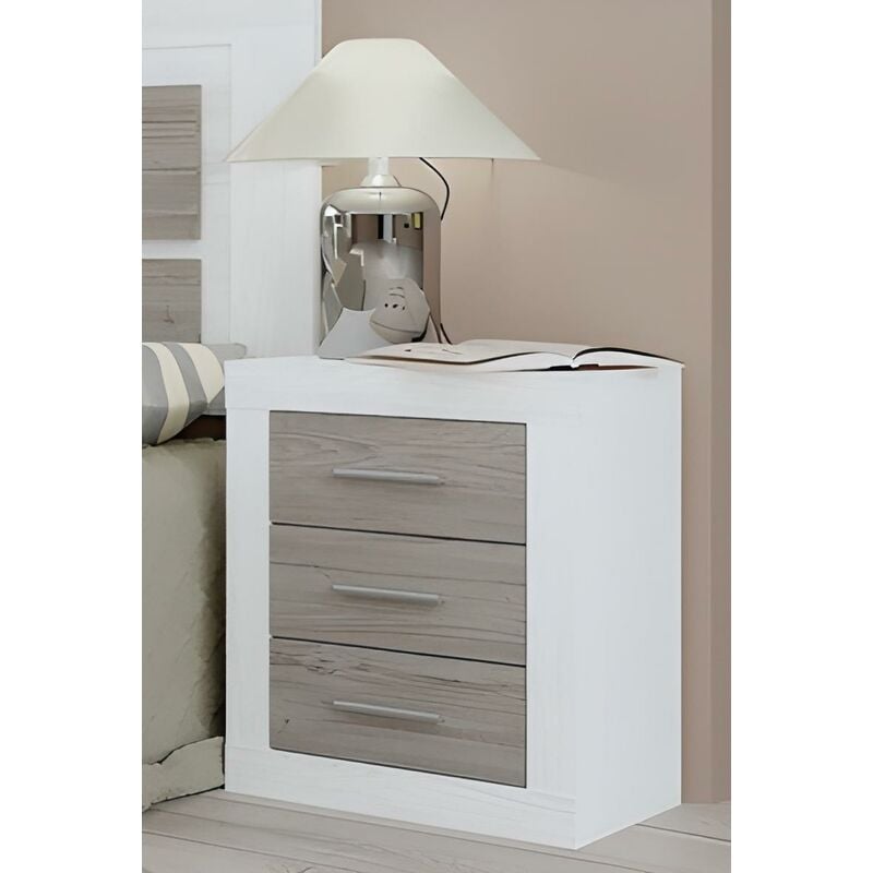 Table de nuit, table de chevet coloris Pin andersen, pin Gris - Longueur 50 x Profondeur 34,6 x Hauteur 60 cm Pegane