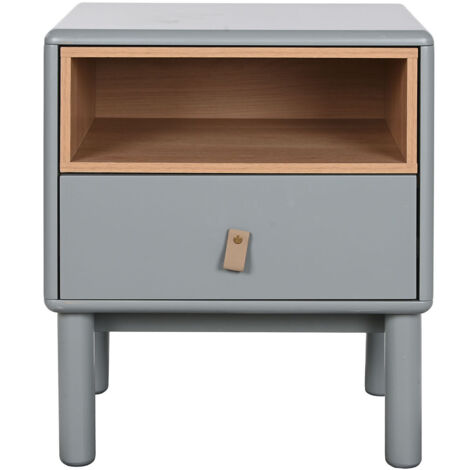 Table de nuit, table de chevet en bois coloris vert et PU coloris gris - longueur 48 x profondeur 40 x Hauteur 55 cm