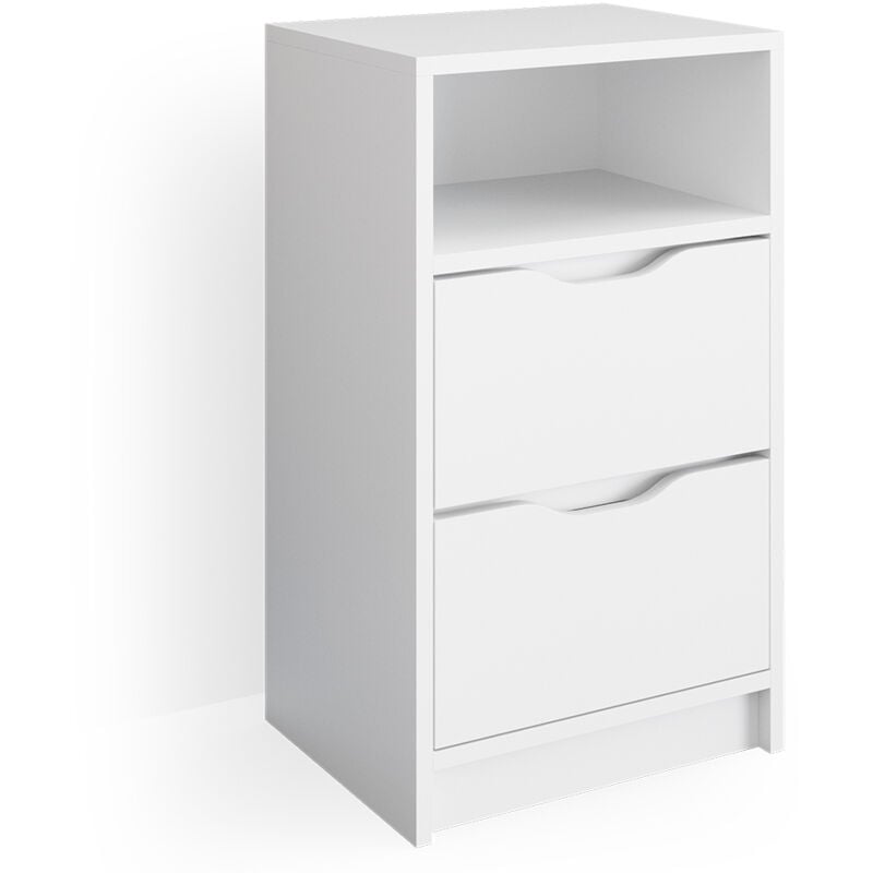 Vicco - Table de chevet Ruben, Blanc, 38 x 66.6 cm