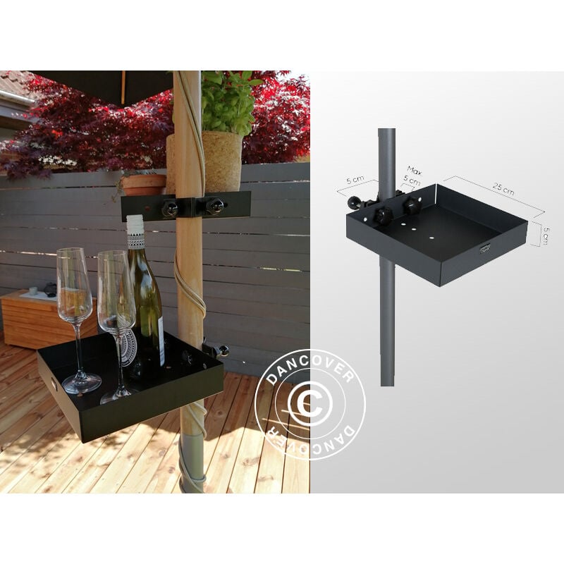 Dancover - Table de parasol, 25x25cm, Noir, 1 pc.