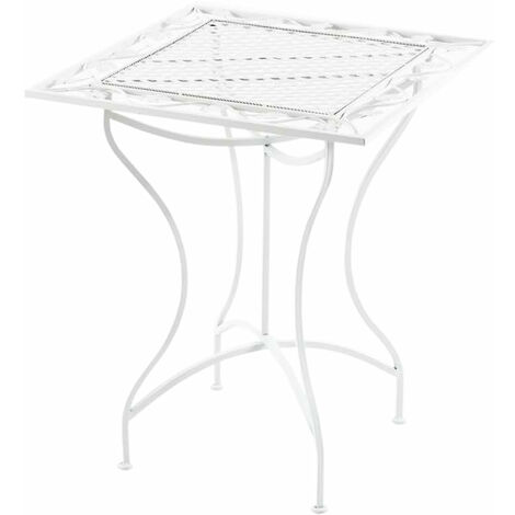 Table de Jardin en Fer Forgé ASINA 60 x 60 cm blanc
