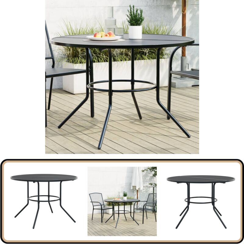 Table de patio ronde anthracite acier enduit de poudre - Table De Jardin - Table Extérieure - Table Ronde - Mobilier De Jardin - Acier Enduit De