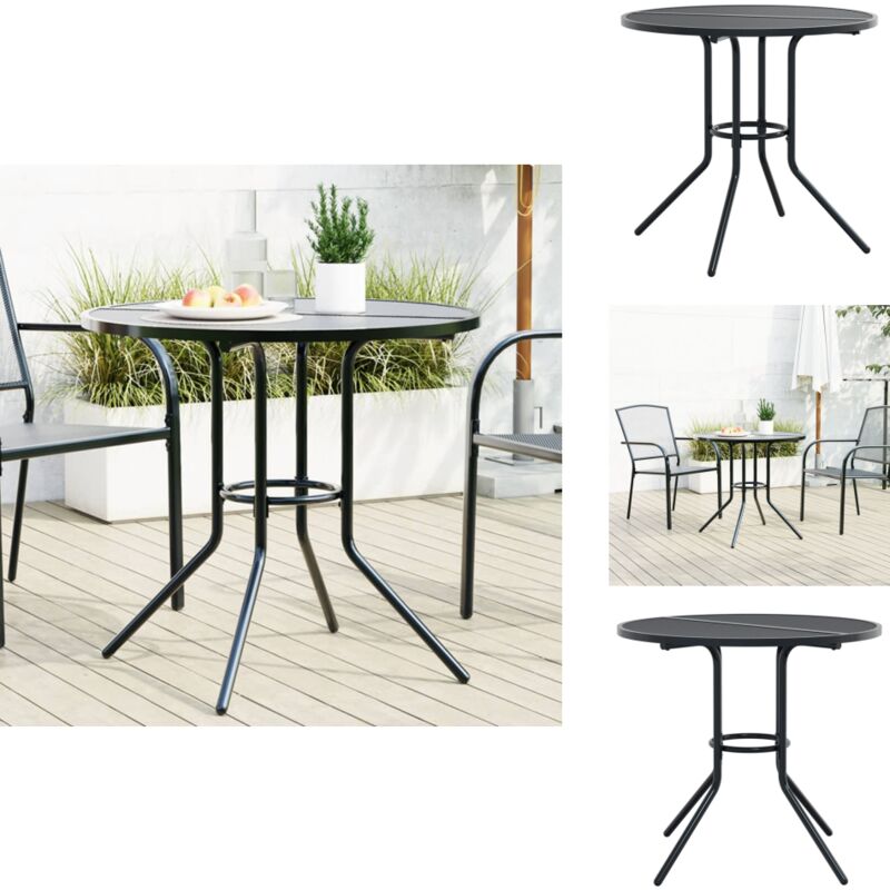 Table de patio ronde anthracite acier enduit de poudre - Table De Jardin - Table Extérieure - Table Ronde - Mobilier De Jardin - Acier Enduit De